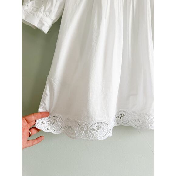 Madewell | NWT Pintucked Eyelet Mini Dress in White | Sz XXS - Picture 7 of 13